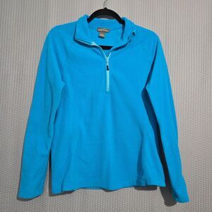 Eddie Bauer Womens Blue 1/4 Zip Pullover Fleece Sweatshirt Size M Gorpcore Gym‎